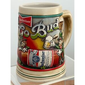 Vintage Budweiser St Patrick's Day Beer Stein 1993 Leprechaun "Erin Go Bud"